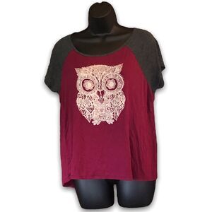 *164 Rue21 Owl Print Graphic Baseball Tee